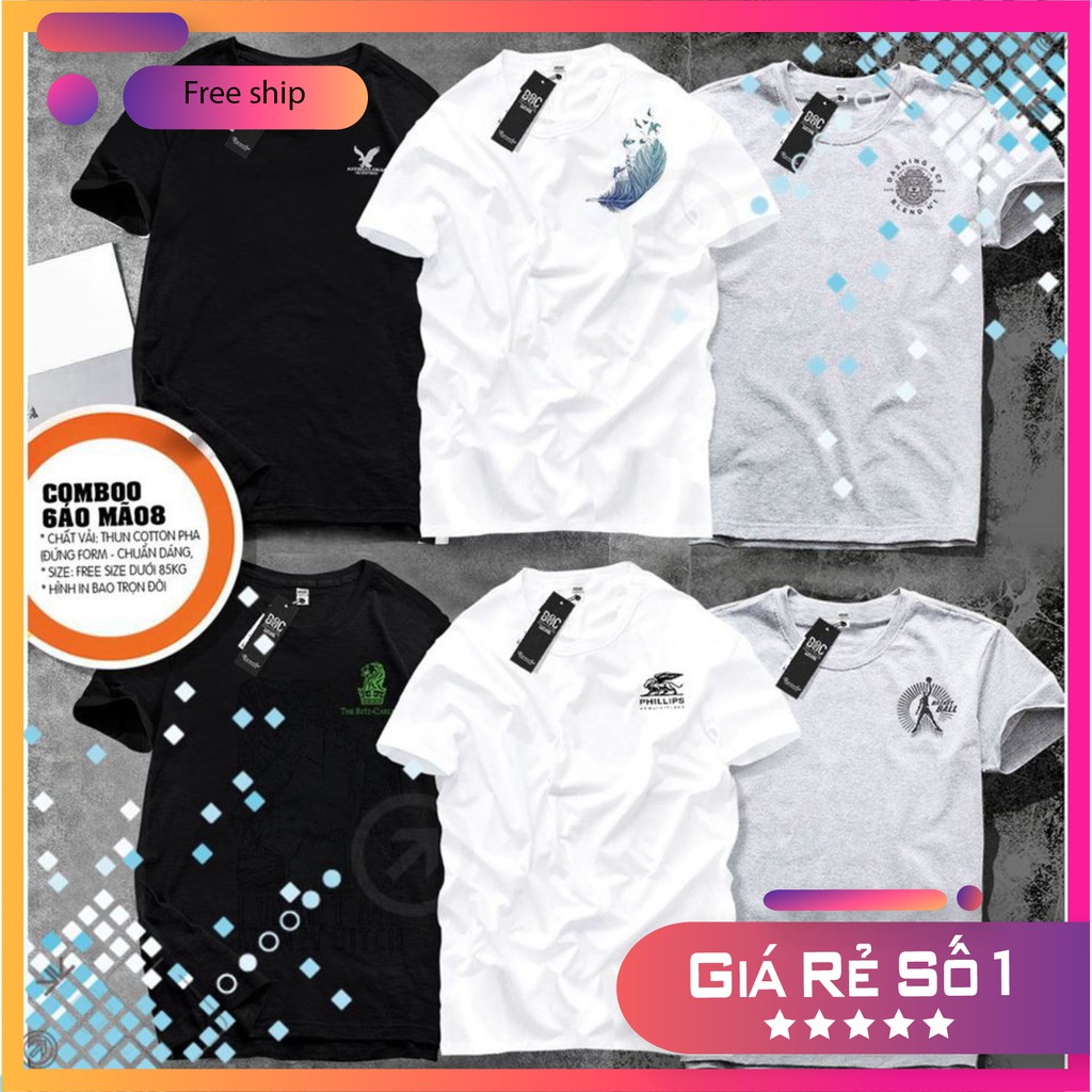 (Giá Tại Kho) Loại Đẹp- Combo 6 áo thun giá rẻ - Hình in độc quyền [Xưởng Áo Phông]