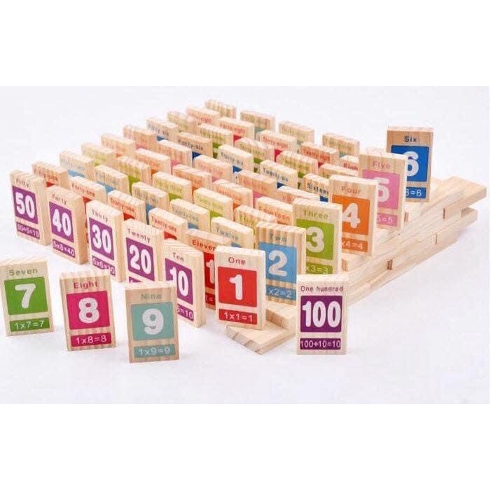 Bộ trò chơi Domino 100 số học toán và tiếng anh dành cho bé yêu