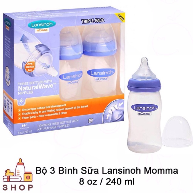 Giá Sốc Bộ 3 Bình Sữa Lansinoh Momma 240ml (USA)