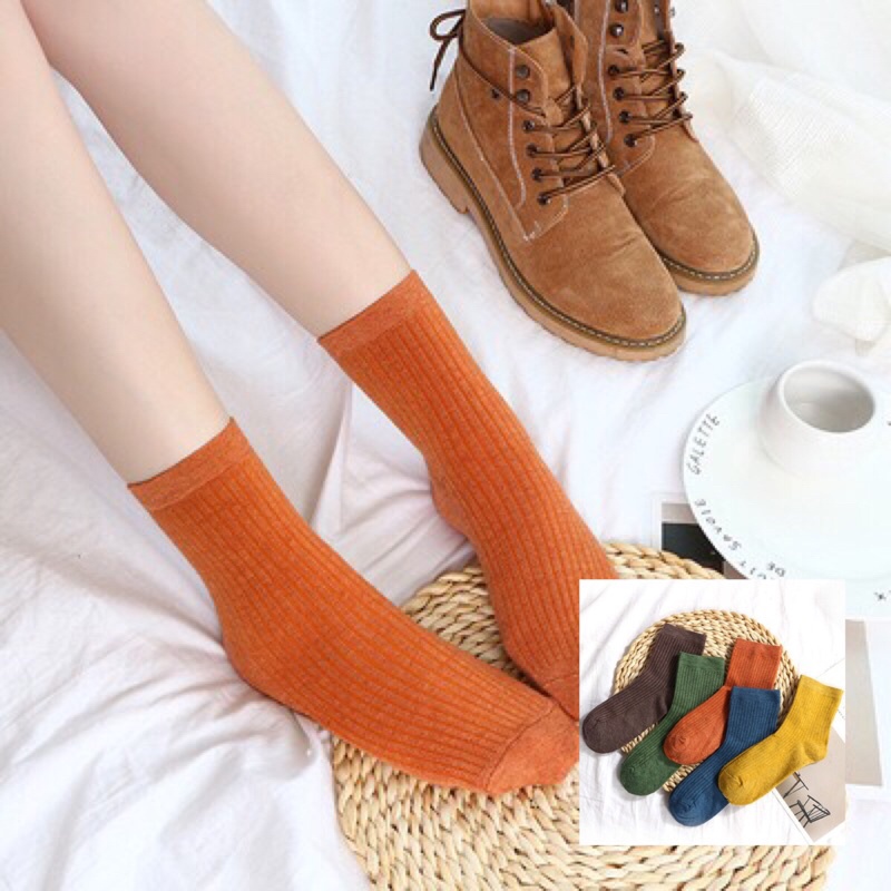 Tất vớ nữ cao cổ màu trơn phong các vintage