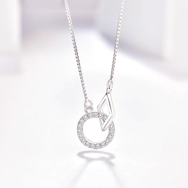 Vòng cổ lồng vuông tròn bạc 925 Hun Jewelry