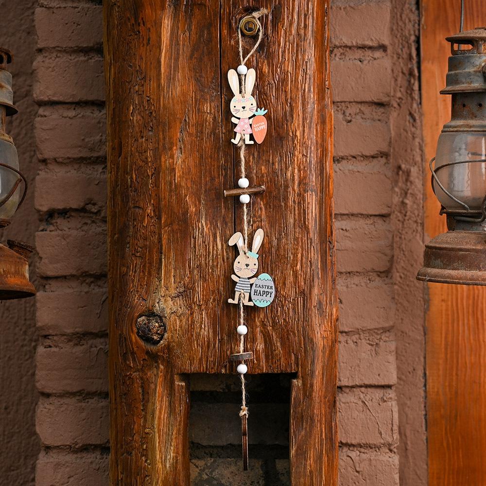 Phụ Kiện Treo Trang Trí Bằng Gỗ Hình Thỏ Trứng / Hoa / Cà Rốt Xinh Xắn