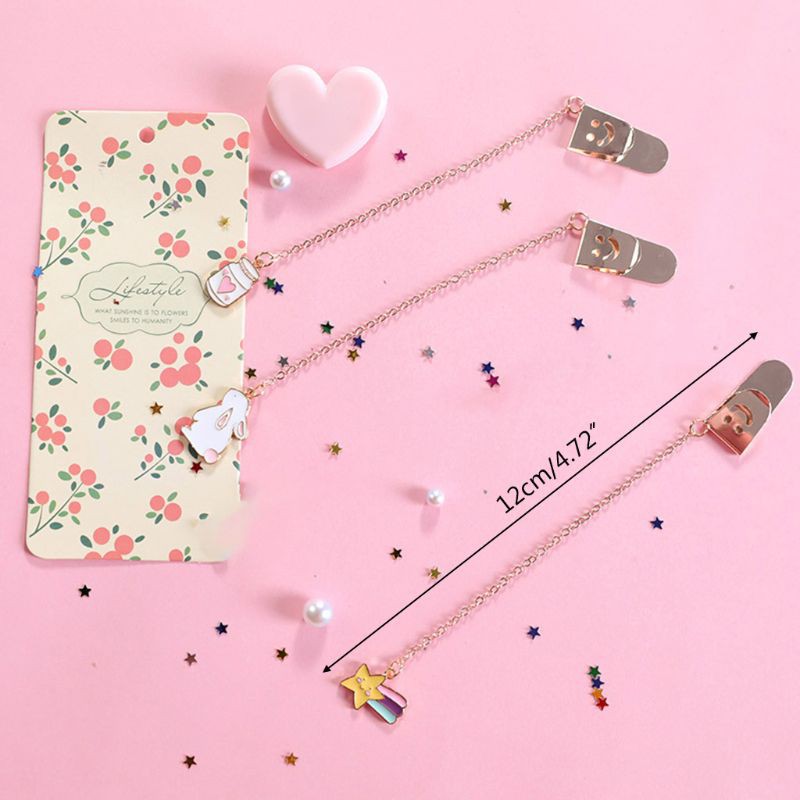 Thẻ Đánh Dấu Sách Hình Thỏ Và Cầu Vồng Bằng Kim Loại