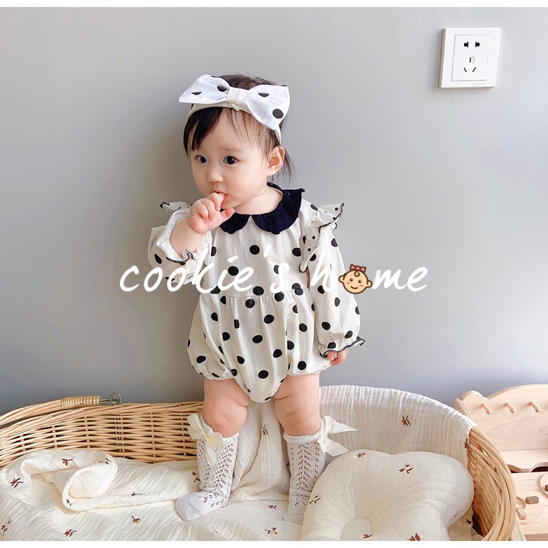 Set 3 chi tiết chấm bi nơ cài đầu cực xinh xắn cho bé gái từ 3kg-15kg