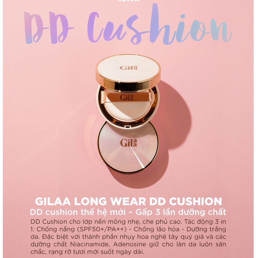 Phấn nước GILAA LONG WEAR DD CUSHION - SPF50+/PA+++ (1 lõi x 13g) | BigBuy360 - bigbuy360.vn