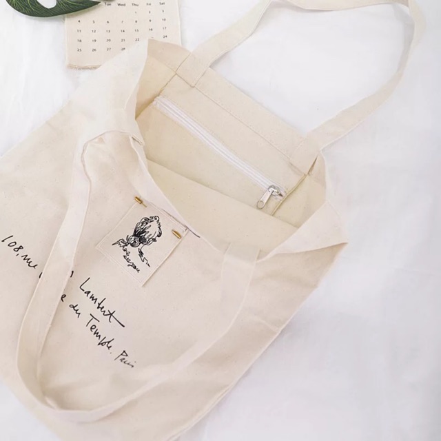 TÚI TOTE BAG TÚI VẢI ĐEN TRẮNG STYLE HÀN QUỐC - BOOKS