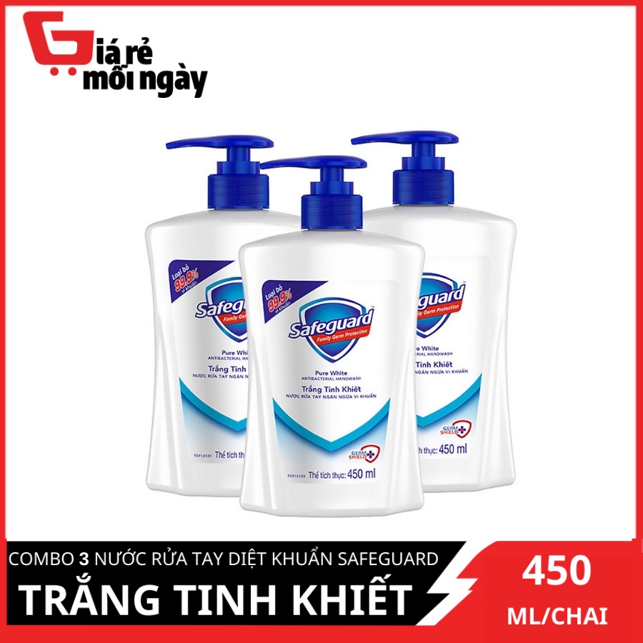 Combo 3 Nước Rửa Tay Safeguard Trắng Tinh Khiết 450ml