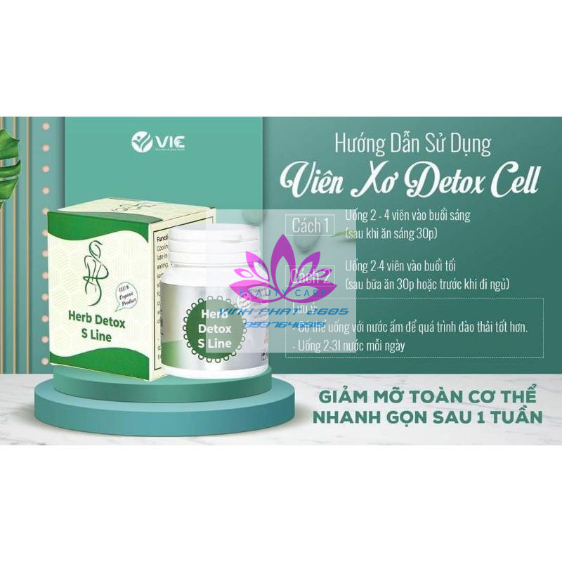 [ Chính Hãng]*Full Hộp*Viên Uống Detox Cell Màu Xanh Hỗ Trợ Giảm Mỡ Bụng Herb Detox S Line chính hãng