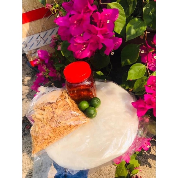 Combo 500gr bánh tráng TRÒN phơi sương + 100gr hành phi + 100gr muối nhuyễn + 150gr sate