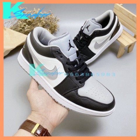 Giày Thể Thao Nam Nữ Jordan JD1 Low Ghi Đen Xám Cổ Thấp Thời Trang Full Box Bill