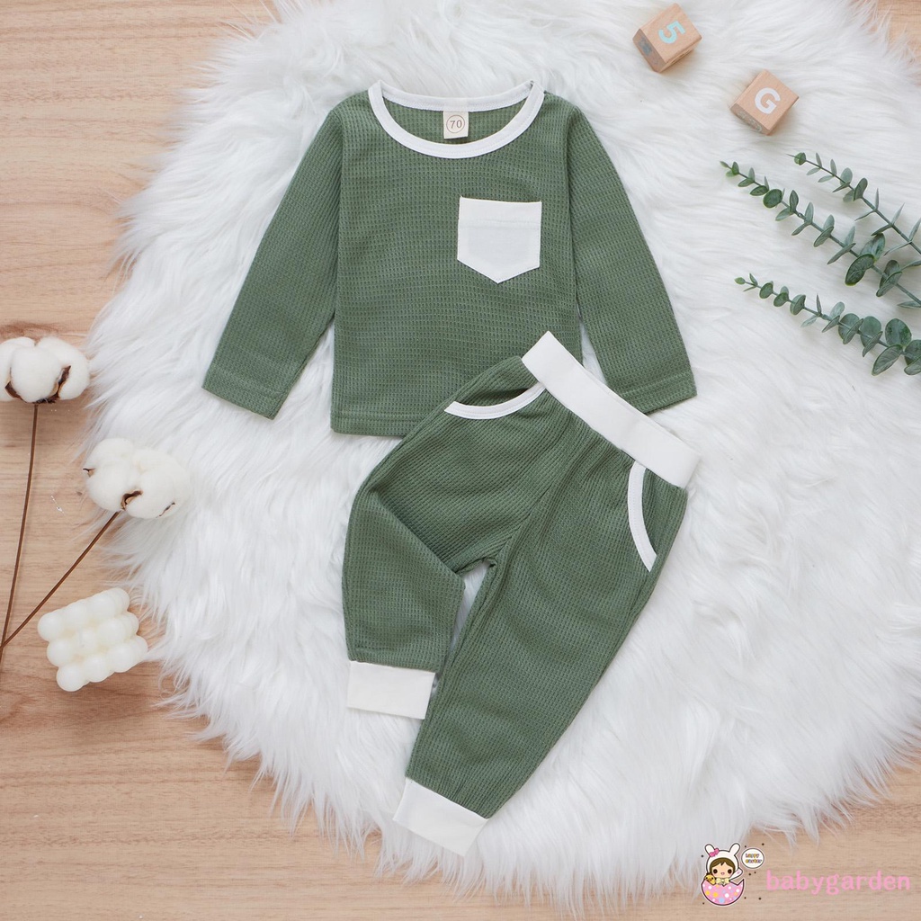 Bộ Áo Thun Tay Dài + Quần Lưng Thun Cho Bé Trai Từ 3-24 Tháng Tuổi