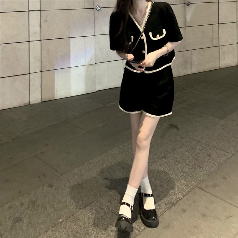 Bộ Áo Cardigan Ngắn Tay + Quần Short Xinh Xắn Dành Cho Nữ  tao bao