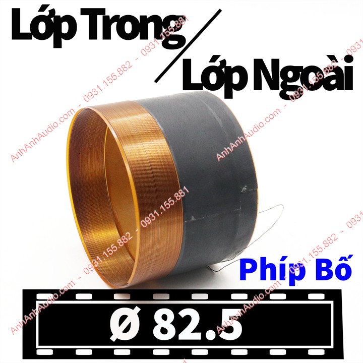 Côn 82.5 quấn 1 Lớp Trong 1 Lớp Ngoài , coil loa bass In Out