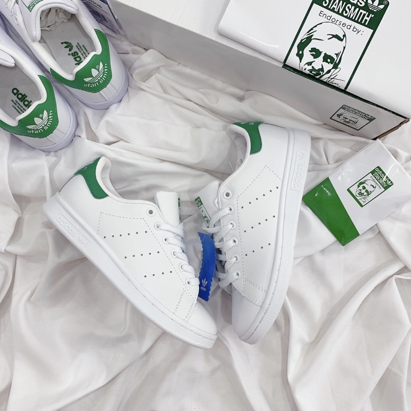 [ Free ship - Tặng tất ] Giày thể thao ADlDAS Stan Smith trắng gót xanh đen nam nữ Rep 1:1