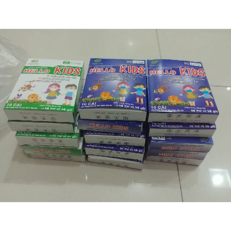 Hộp 10 cái khẩu trang 3d Hello kids trẻ em 2-6 tuổi | BigBuy360 - bigbuy360.vn