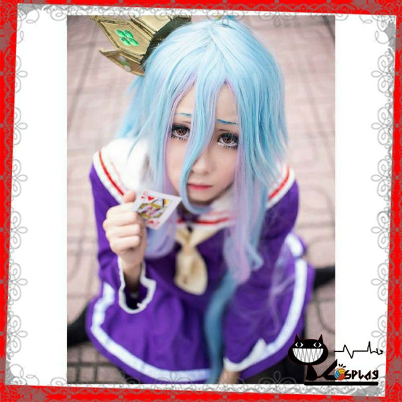 [Sẵn] Wig/tóc giả cosplay Shiro - No game no life màu tím pha xanh da trời tại MIU SHOP 09