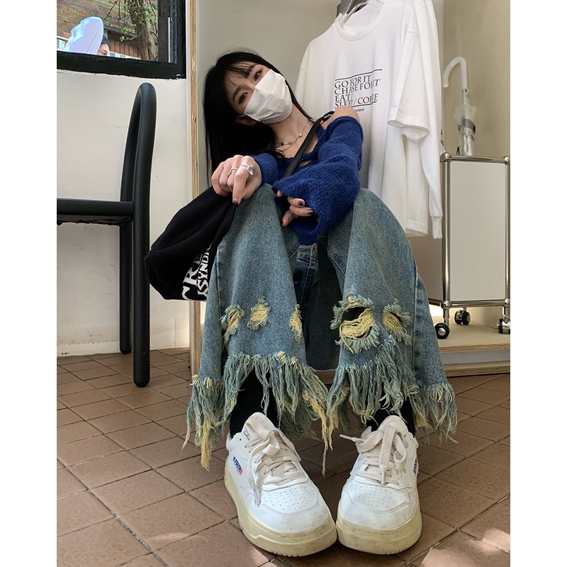 Quần Jeans Nữ Lưng Cao Ống Rộng Thời Trang