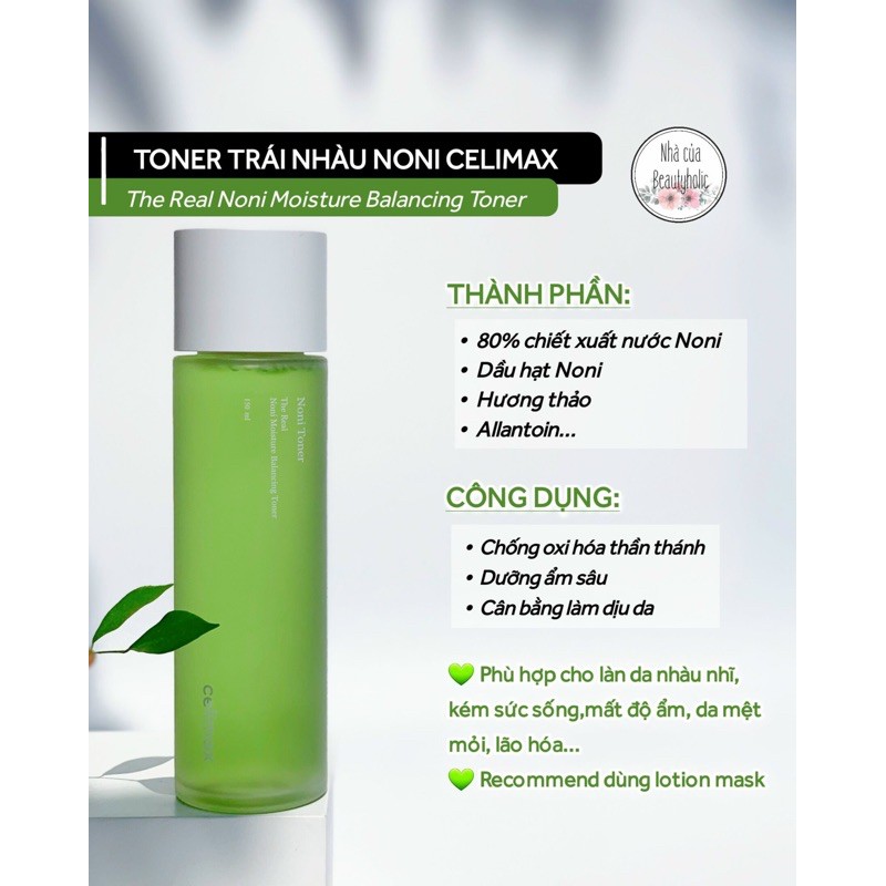 Toner trái nhàu CELIMAX The Real Noni Moisture Balancing Toner