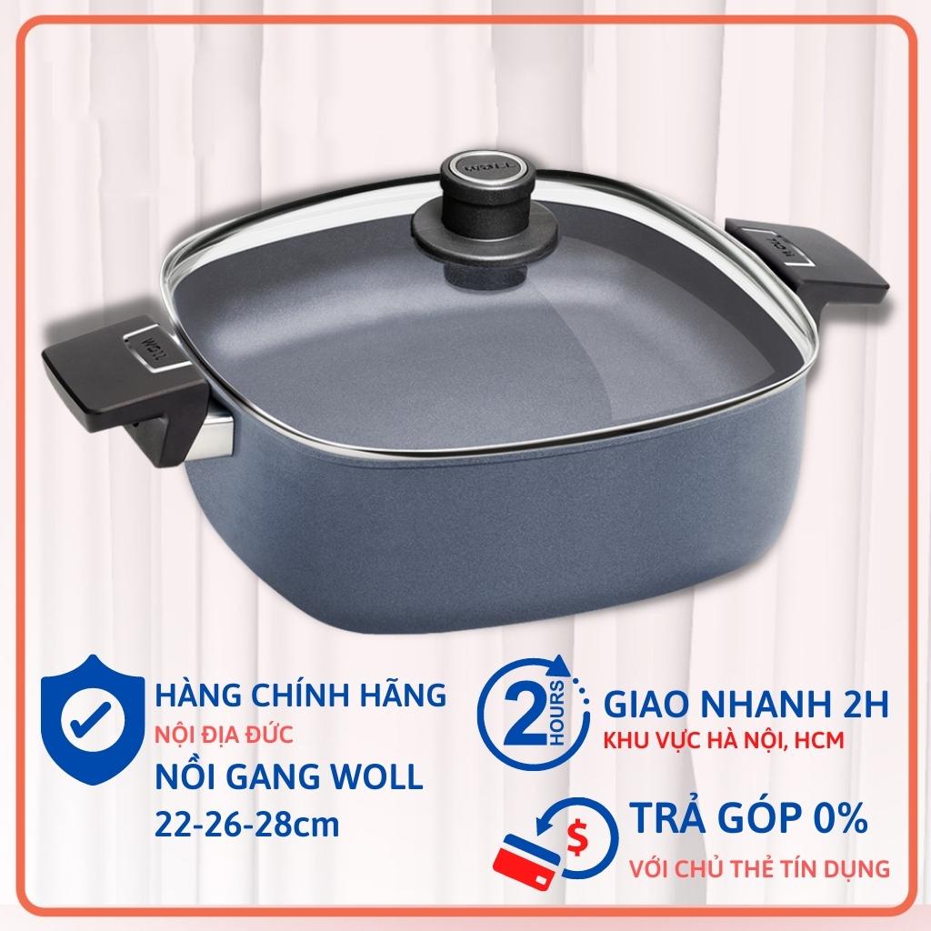 Chảo vuông 2 tay cầm Woll Diamond Lite - có vung - Hàng Made in Germany