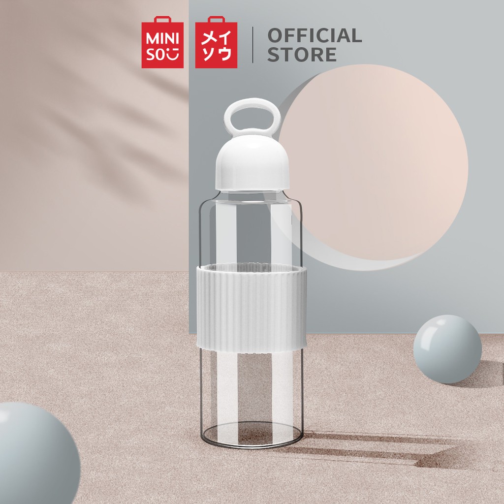 Bình nước thủy tinh trong suốt Miniso 420ml