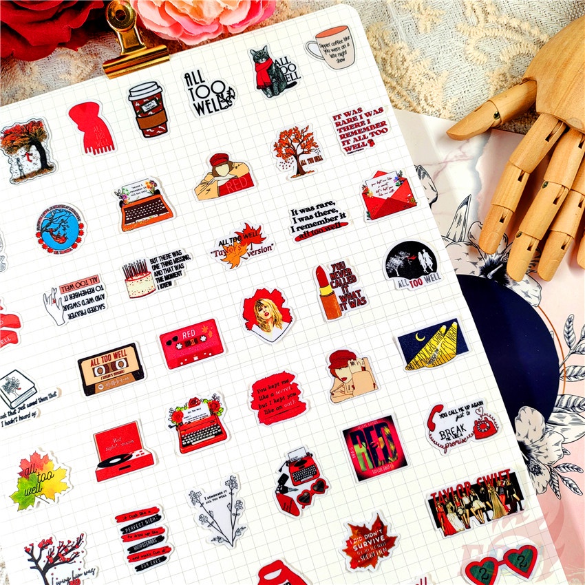 ★★★ Taylor Swift. Miếng Dán Mini Q-1 Trang Trí Sổ Tay Xinh Xắn ★★★ Set 48 Miếng Dán Trang Trí Album Thời Trang DIY