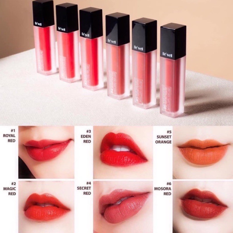 [Auth] Son Kem Lì Be’Well Velvet Lip Tint Hàn Quốc - Cam cháy, đỏ gạch, đỏ đất