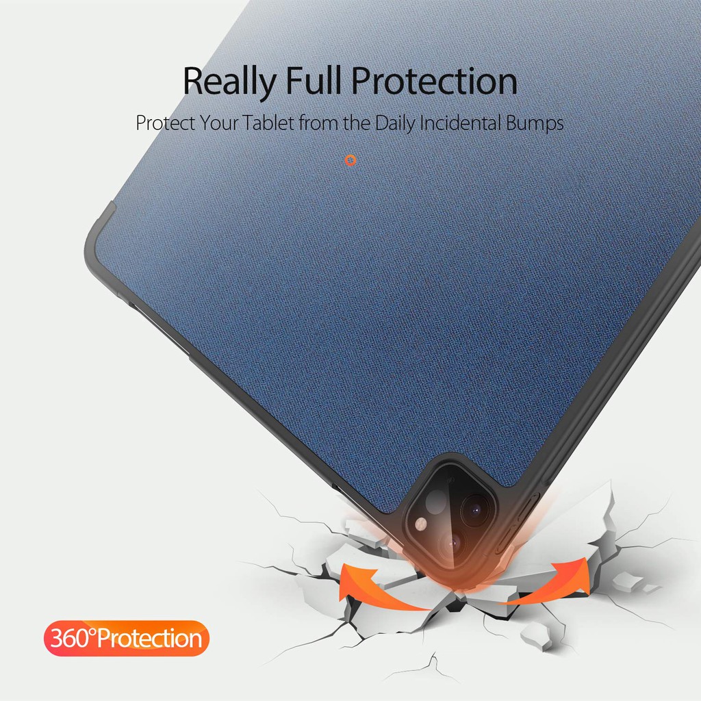 Bao da DUX DUCIS cho iPad Pro 11/ 12.9 inch  -Mặt lưng TPU mềm, Có ngăn đựng bút