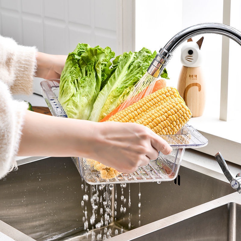 Rổ đựng đồ, khay đựng đồ bồn rửa chén, bát - Chất liệu nhựa Siêu bền - có thể thu vào trong suốt Thoát nước nhanh Nitrogen071