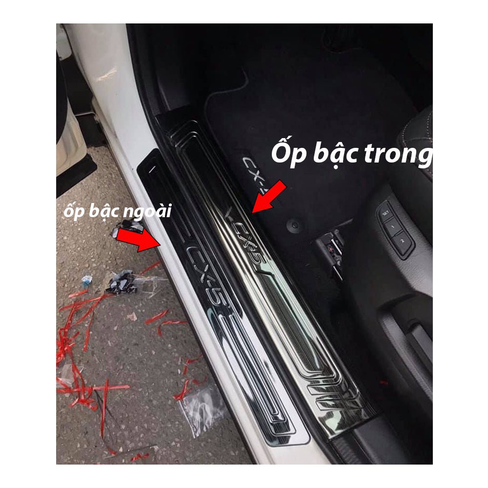 Ốp bậc cửa, nẹp bước chân, chống trầy cốp Carbon xe Mazda CX5 2018- 2019 2020 2021 2022 - vân cacbon cao cấp