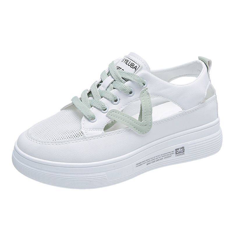 Giày Sneaker Mùa Hè Đế Dày Rỗng Thoáng Khí Màu Trắng Phong Cách Mới Cho Nữ