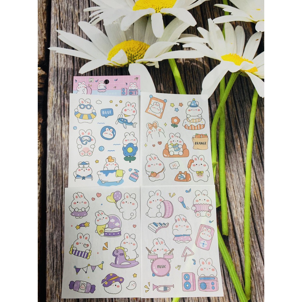 Sticker Set 4 Tờ Dễ Thương Luho toàn Những Mẫu Cưng Xỉu