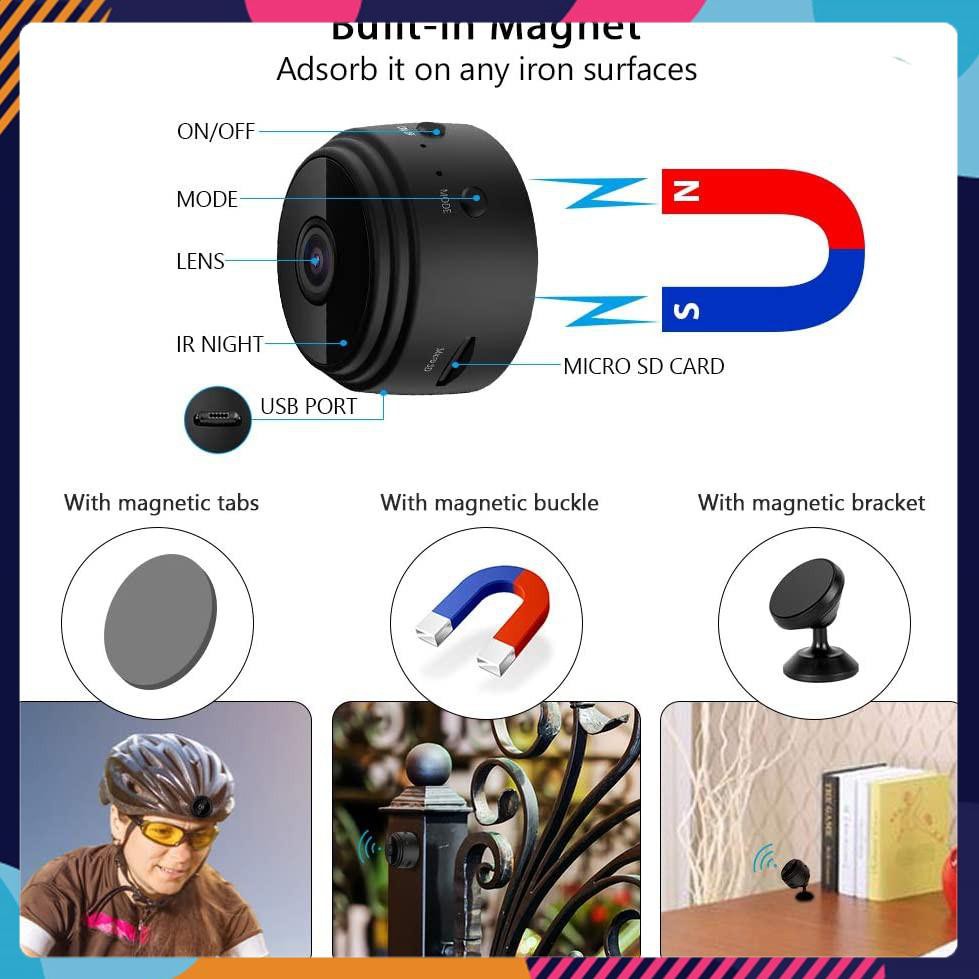 Camera Mini Không Dây - Camera Giám sát Wifi Độ Phân Giải Full HD 1080P HỒNG NGOẠI Nhìn Đêm Có Báo Động Chống Trộm