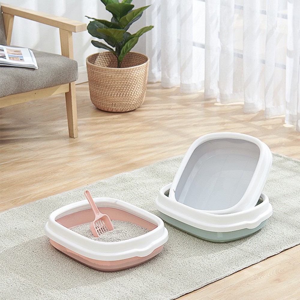 Khay vệ sinh/chậu đựng cát cho thú cưng tặng kèm xẻng, khay vệ sinh cho mèo, nhà vệ sinh cho mèo