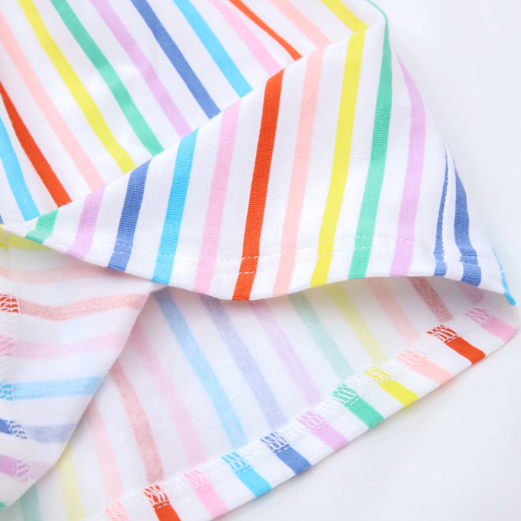 Váy cho bé gái ILABY kẻ màu sắc chất thun cotton thoáng mát [11IG08450222]