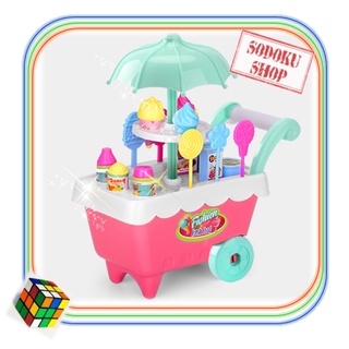 Đồ chơi búp bê, xe đẩy bán kẹo, bán kem có nhạc cho bé, xe hàng đồ chơi 02159