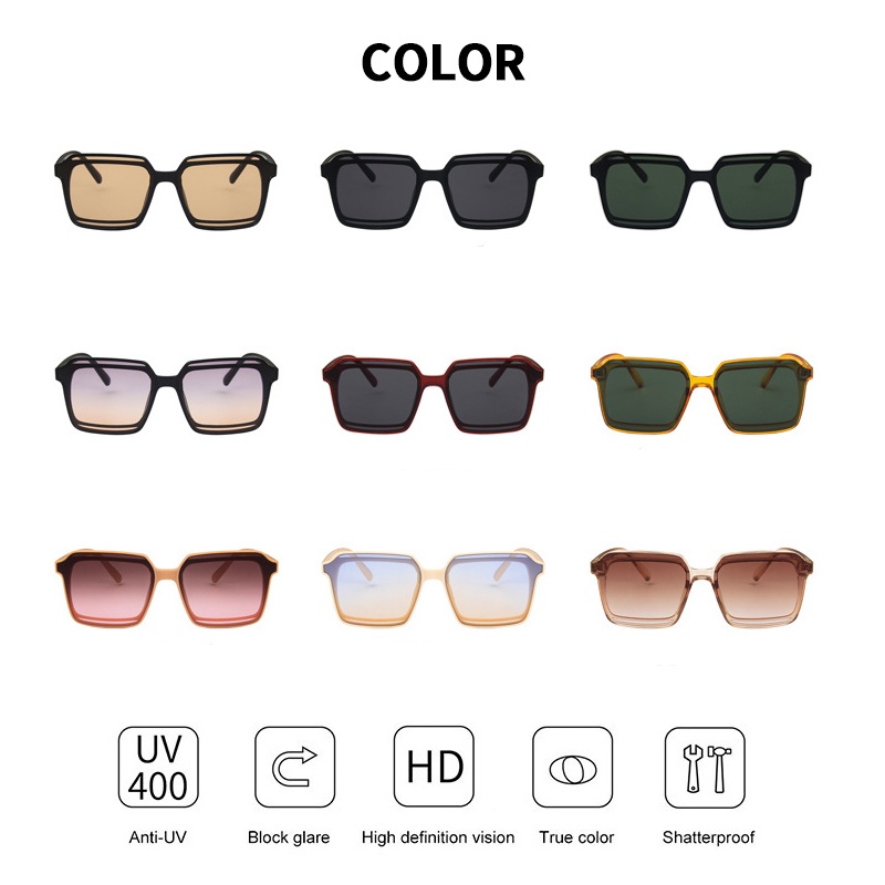 (KIQI-FASHION) COD Kính Mát Hình Vuông Chống Tia Uv400 Thiết Kế Đục Lỗ Thời Trang Mùa Hè Chất Lượng Cao Cho Nam Và Nữ