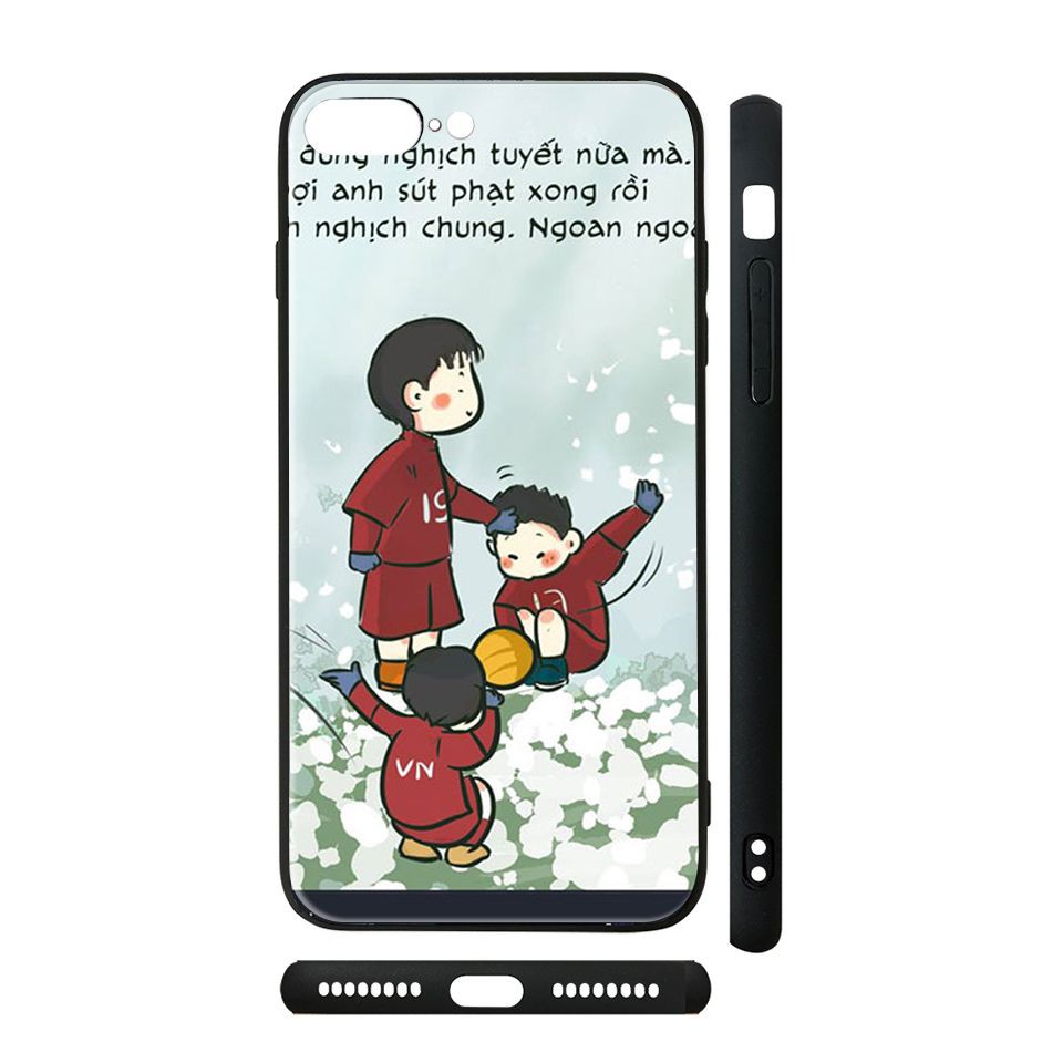 Ốp lưng kính iPhone in hình U23 Việt Nam trên tuyết - Chib015 ( có đủ mã máy )