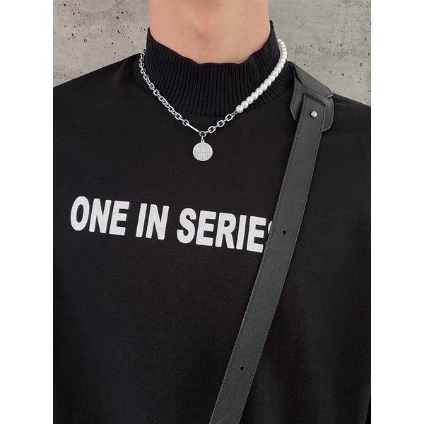 Dây chuyền ngọc phối xích mặt tròn thép không gỉ