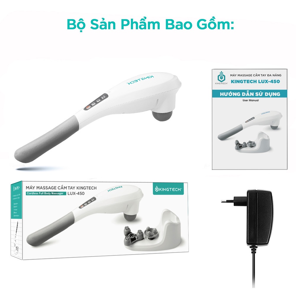 Máy Massage Cầm Tay Đa Năng Cao Cấp KINGTECH LUX-450 - Máy Đấm Lưng Dành Cho Phụ Nữ, Người Trung Cao Tuổi - BH 12 Tháng