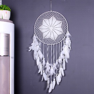 [ Dài 110cm , rộng 40cm ] Dreamcatcher ren trắng gắn lông vũ