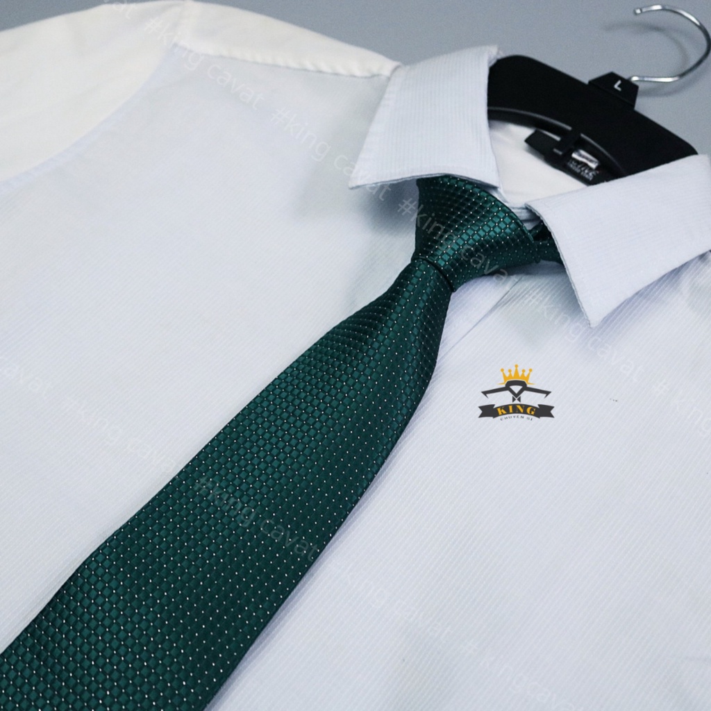 Cà vạt nam KING caravat công sở và chú rể, cavat đám cưới tiệc bản lớn 8cm, 3 Lớp, vải silk lụa 100% Cao Cấp C43