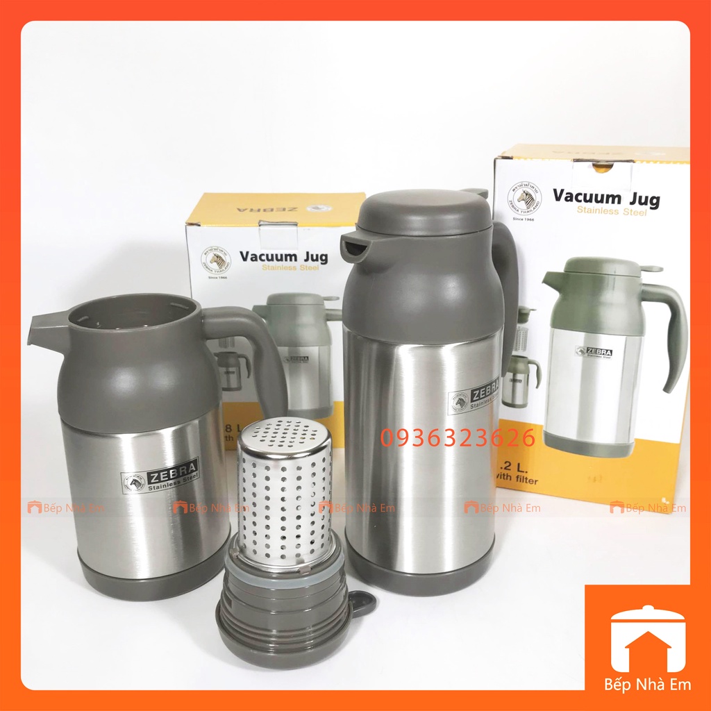 Bình Trà Giữ Nhiệt ZEBRA Có Lưới Lọc Và Vòi Rót 0.8L_1.2L (Inox304) - 112932_112933 - Hàng Nhập Khẩu Thái Lan