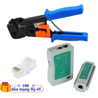 [Tặng 100 đầu mạng RJ-45] Bộ kìm bấm mạng Sunkit và test cable mạng