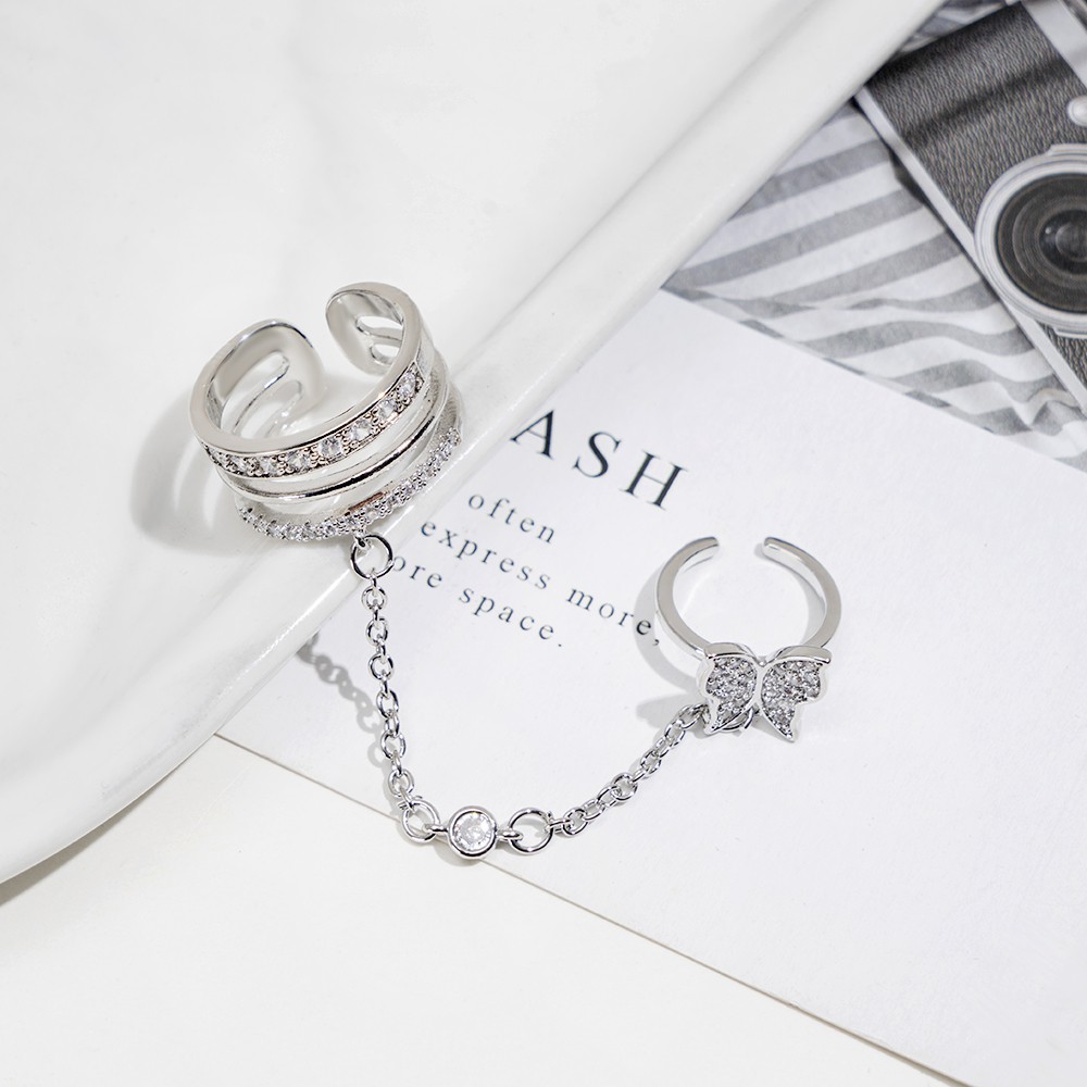 Bộ nhẫn 2 trong 1 hình bướm đính đá thời trang dành cho nữ