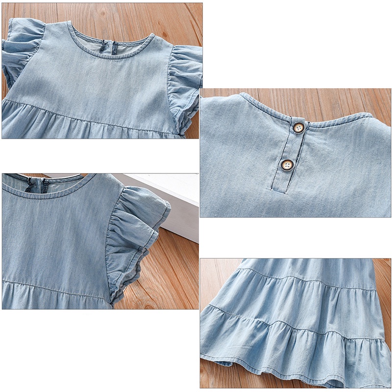 Đầm Denim Sát Nách Cho Bé Gái Từ 1-12 Tuổi