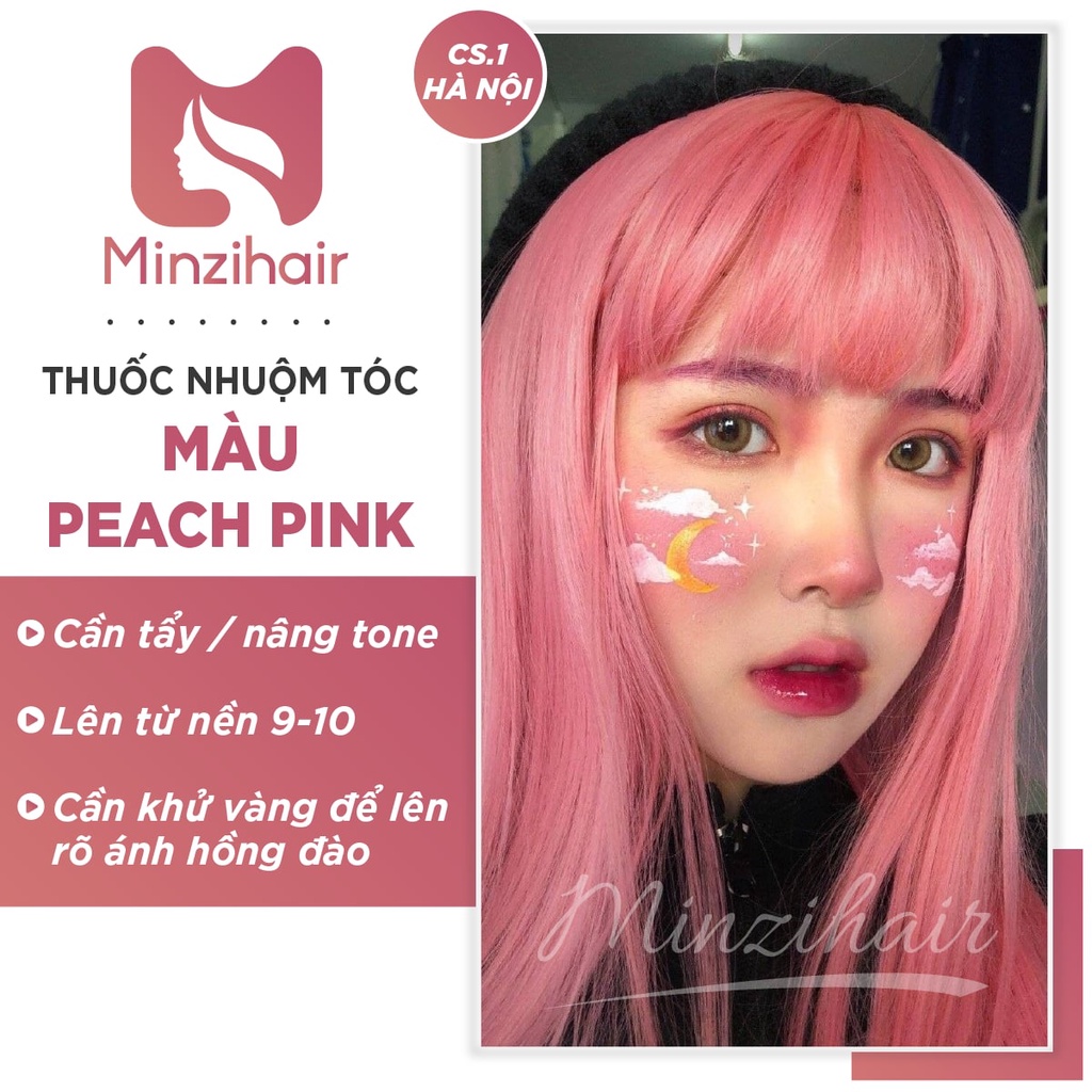 Thuốc Nhuộm Tóc Màu Peach Pink (HỒNG ĐÀO) - Set Kèm Tẩy &amp; Nâng Tone | Minzihair