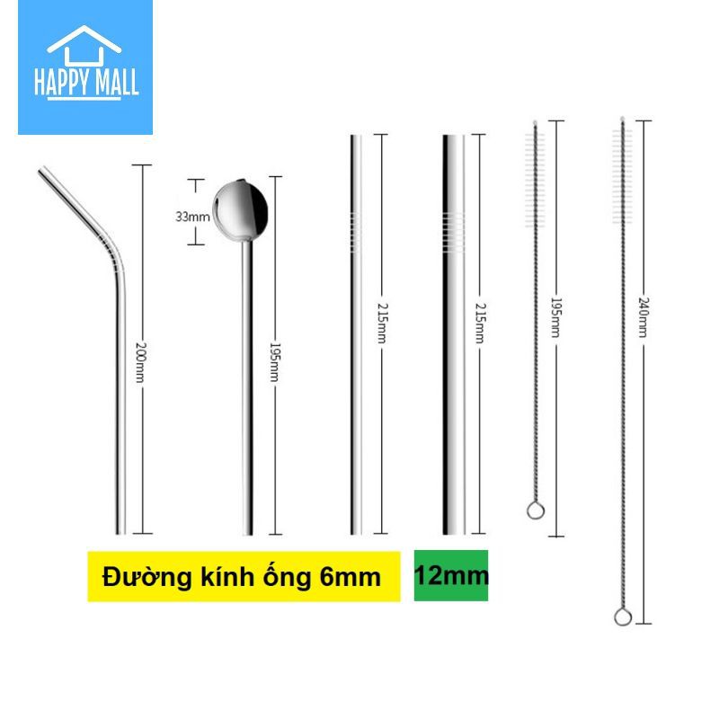 Bộ ống hút Inox 7 món thân thiện môi trường P3H002194