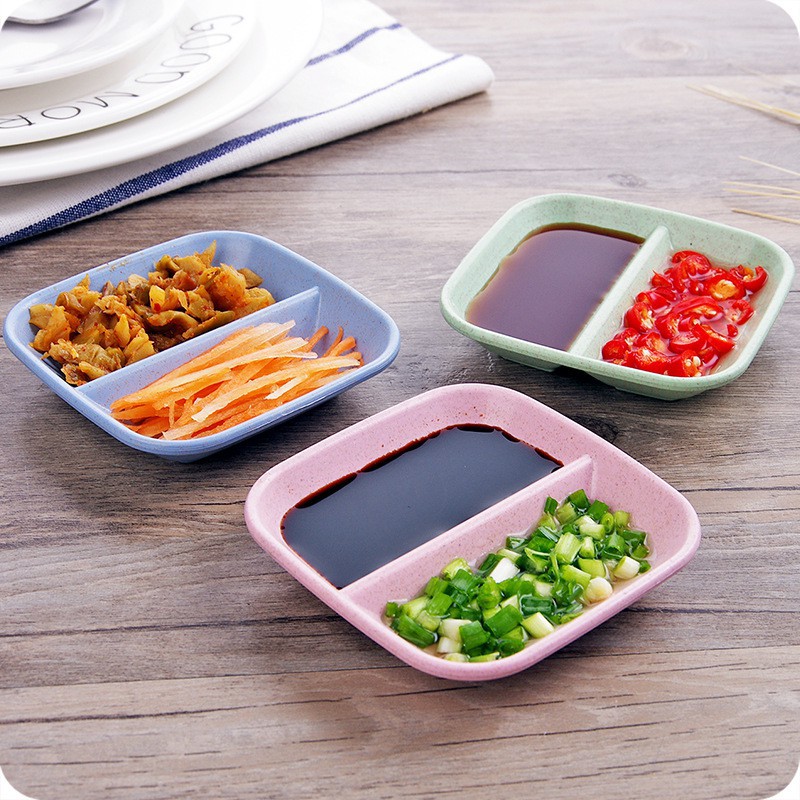 Chén đựng gia vị chất liệu lúa mạch 2 ngăn