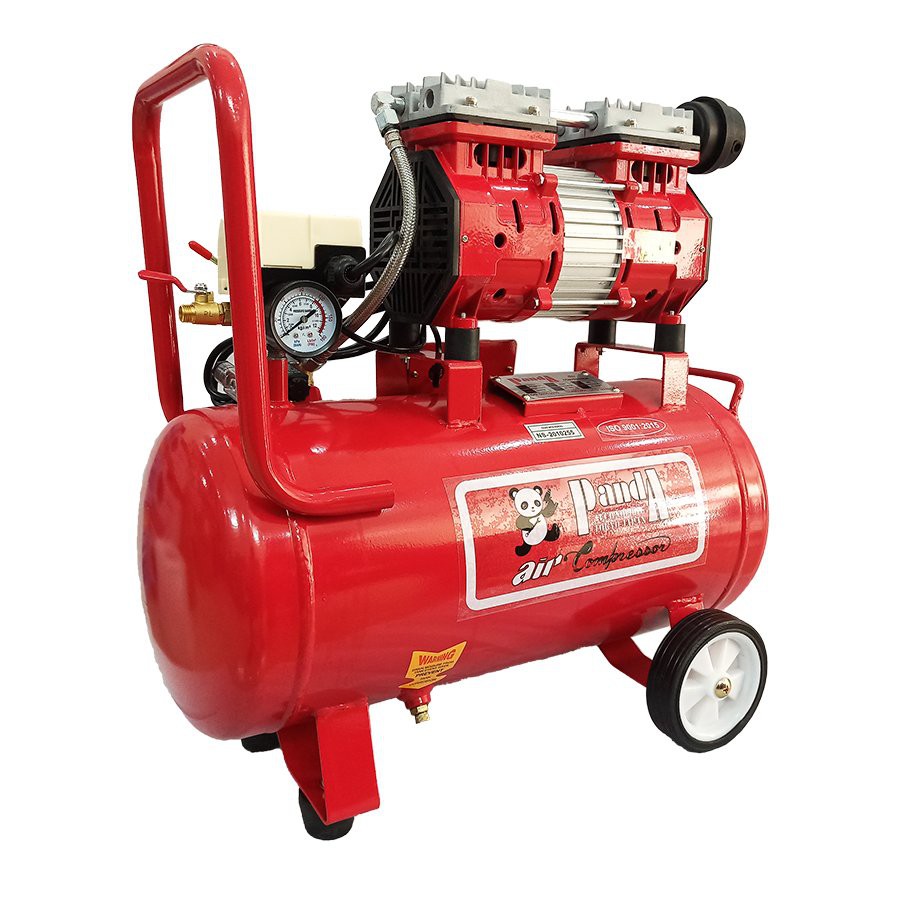 Máy nén khí giảm âm không dầu 30L PANDA thương hiệu Nhật Bản tặng kèm súng xì khô và dây xoắn hơi-BH 12 tháng.