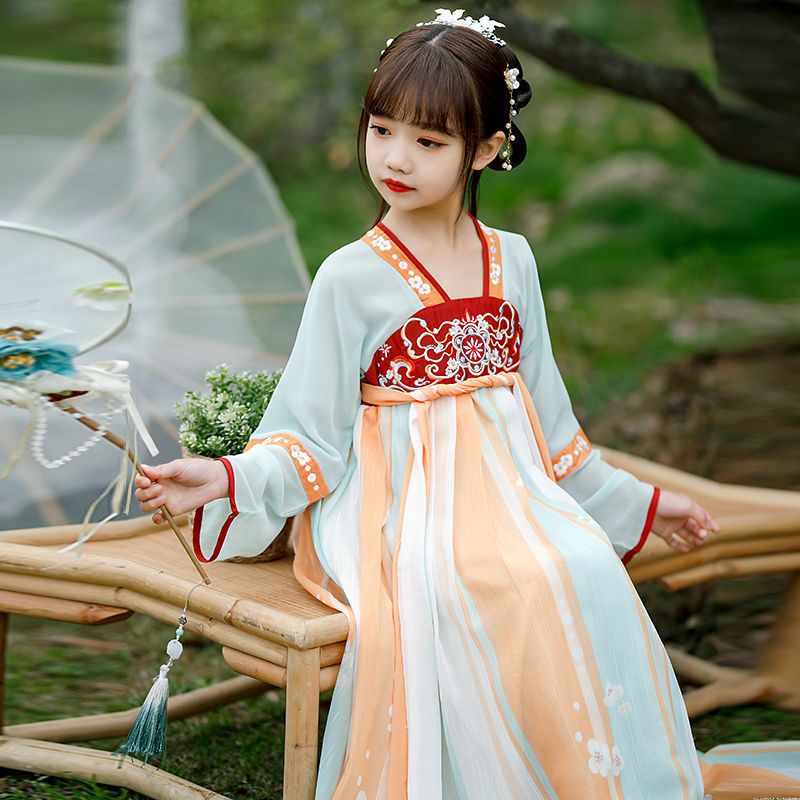 Đồ cổ trang cách tân mùa hè cho các bé từ 110cm đến 160cm, set gồm áo và chân váy